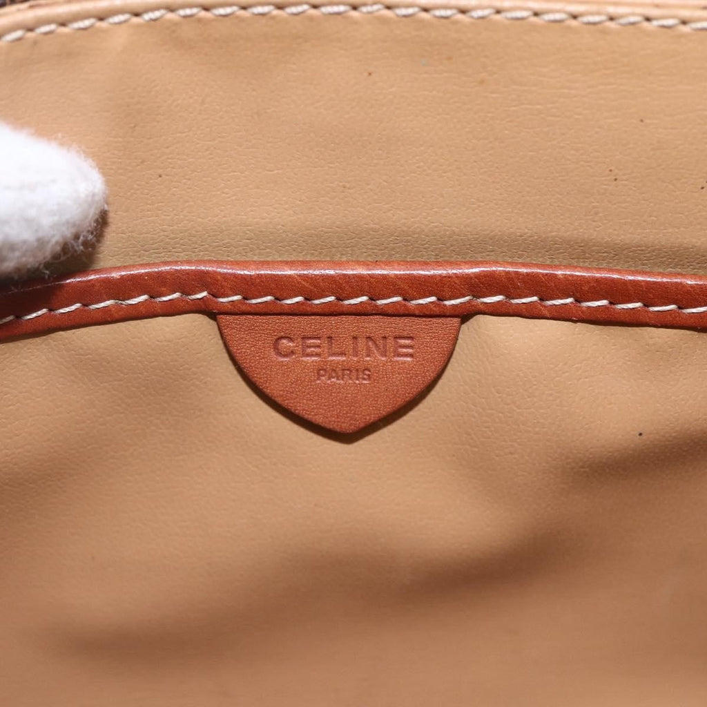 Celine Vintage Macadam Shoulder Bag Canvas And Leather Brown Canvas Shoulder Bag Bag