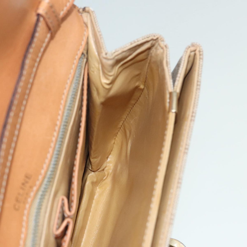 Celine Vintage Macadam Shoulder Bag Canvas And Leather Beige Canvas Shoulder Bag Bag