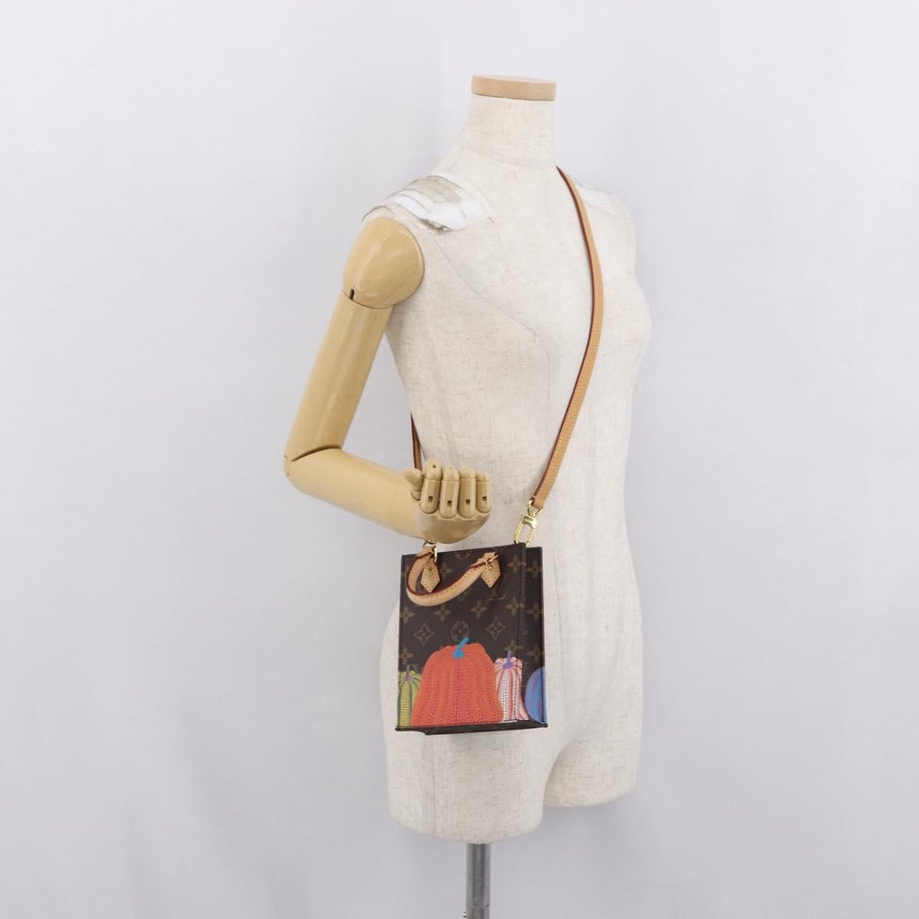Louis Vuitton Petit Sac Plat Bag Yayoi Kusama Pumpkins Monogram Canvas Brown Canvas Handbag
