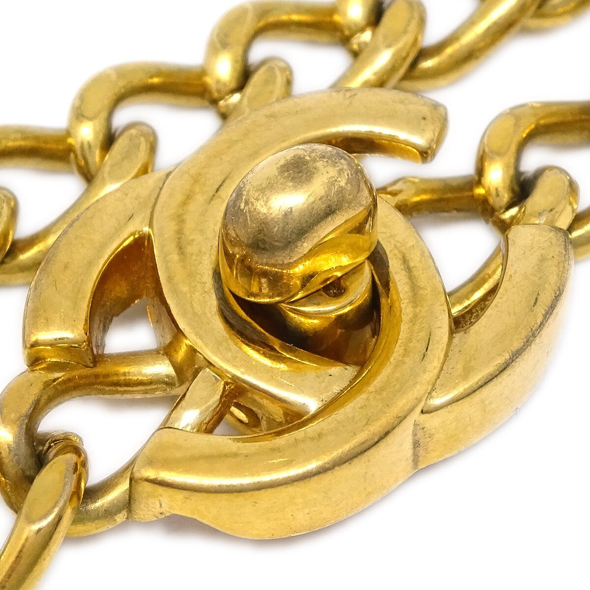 Chanel Vintage Cc Turnlock Chain Bracelet Metal Gold Gold_Plated Bracelet Jewelry