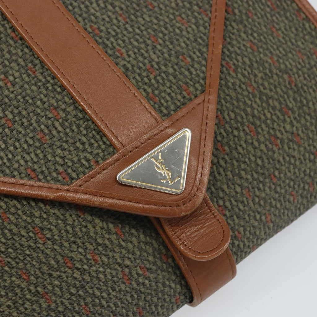 Saint Laurent Vintage Shoulder Bag Canvas Green Pvc Shoulder Bag Bag (Pre-Owned)
