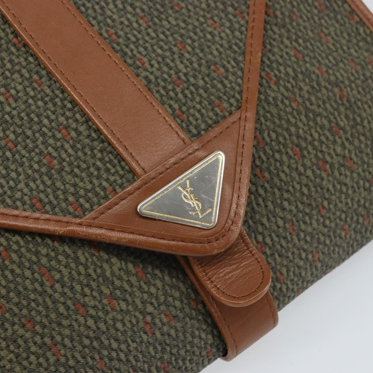 Saint Laurent Vintage Shoulder Bag Canvas Green Pvc Shoulder Bag Bag (Pre-Owned)