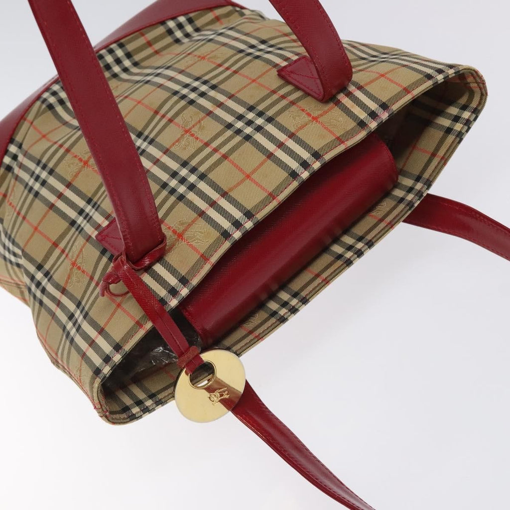 Burberry Nova Check Tote Canvas And Leather Red Canvas Tote Bag