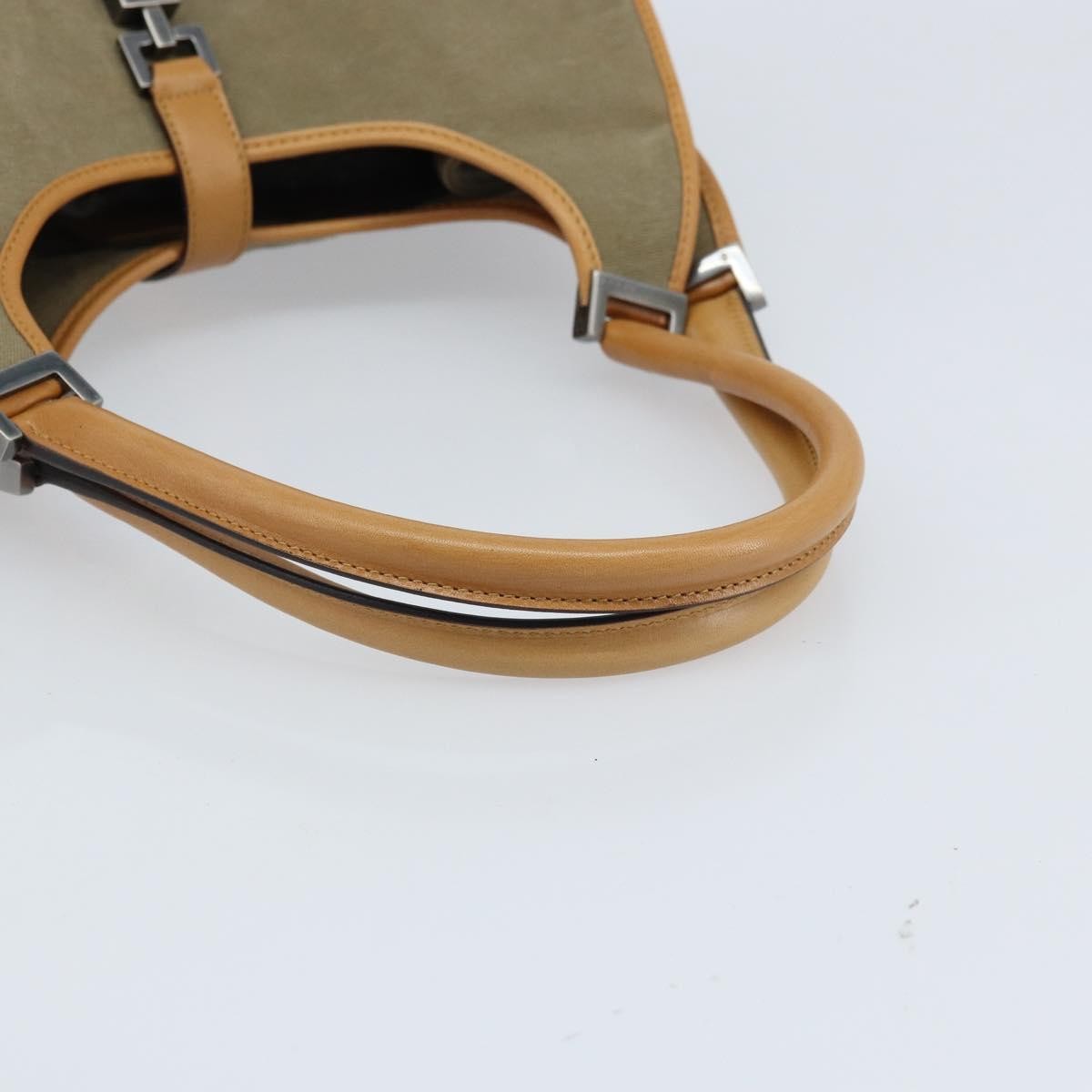 Gucci Vintage Jackie Handbag Canvas Beige Canvas Handbag (Pre-Owned)
