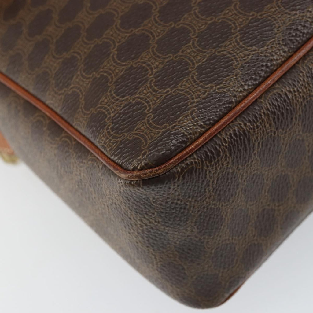 Celine Vintage Macadam Shoulder Bag Canvas And Leather Brown Canvas Shoulder Bag Bag