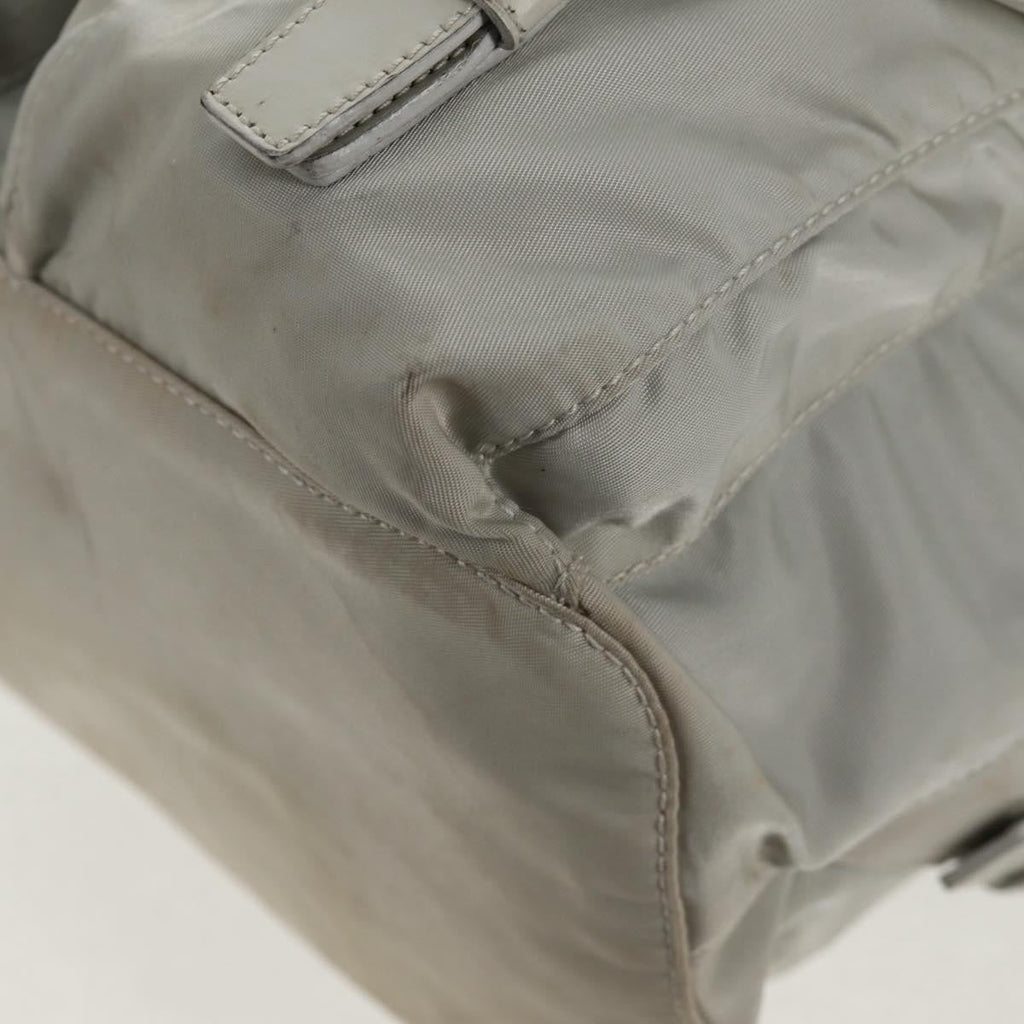 Prada Double Pocket Backpack Chain Shoulder Bag Re-Nylon Gray Nylon Backpack Bag