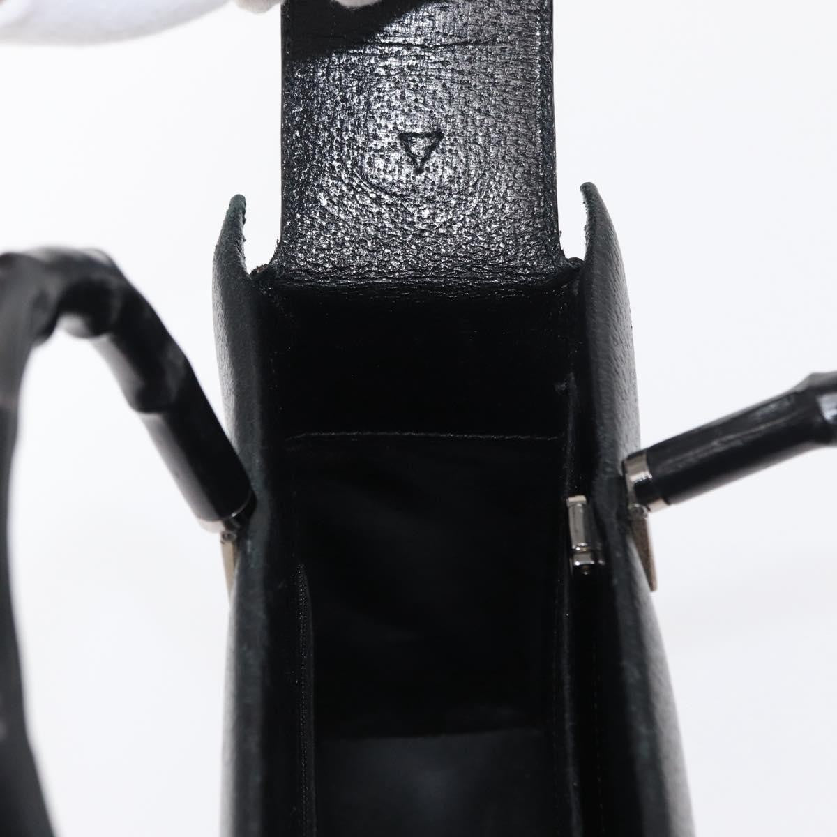Gucci Vintage Bamboo Handle Bag Leather Black Leather Handbag (Pre-Owned)