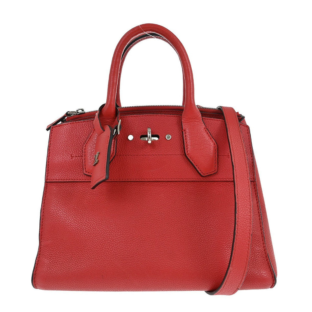 Louis Vuitton City Steamer Handbag Leather Red Leather Tote Bag