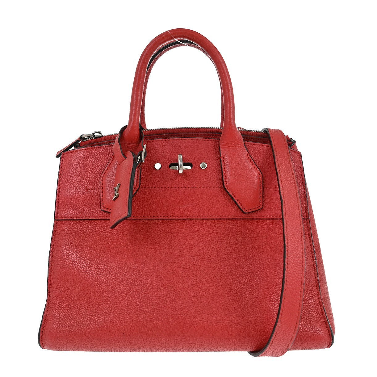 Louis Vuitton City Steamer Handbag Leather Red Leather Tote Bag