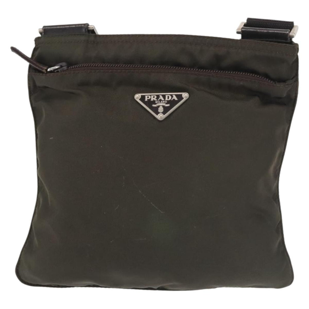 Prada Front Pocket Messenger Bag Tessuto Khaki Nylon Shoulder Bag Bag