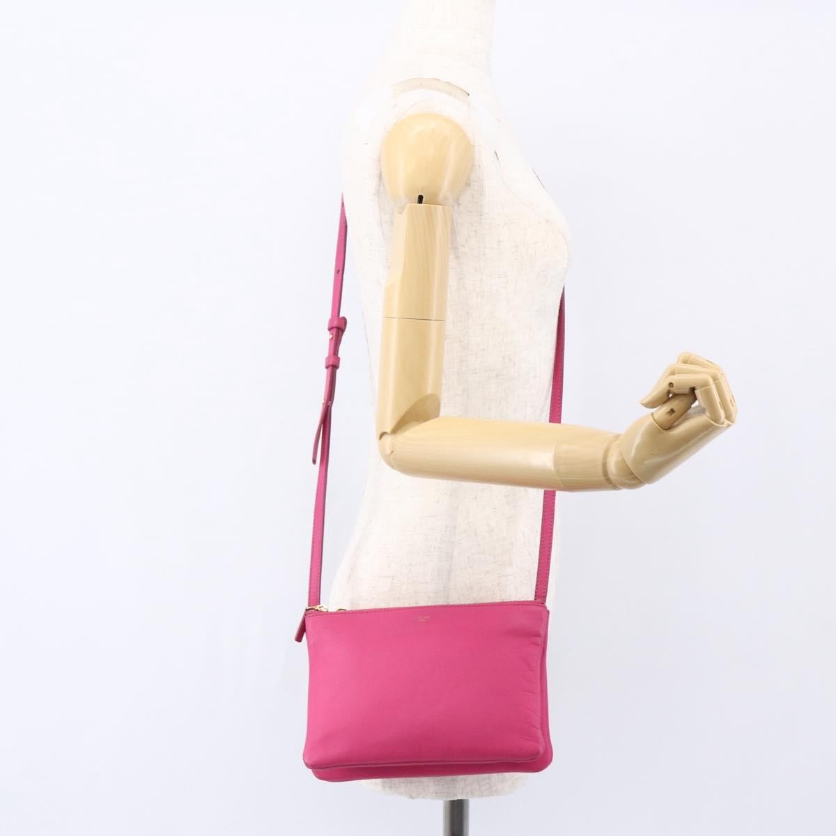 Celine Trio Crossbody Bag Leather Pink Leather Shoulder Bag Bag