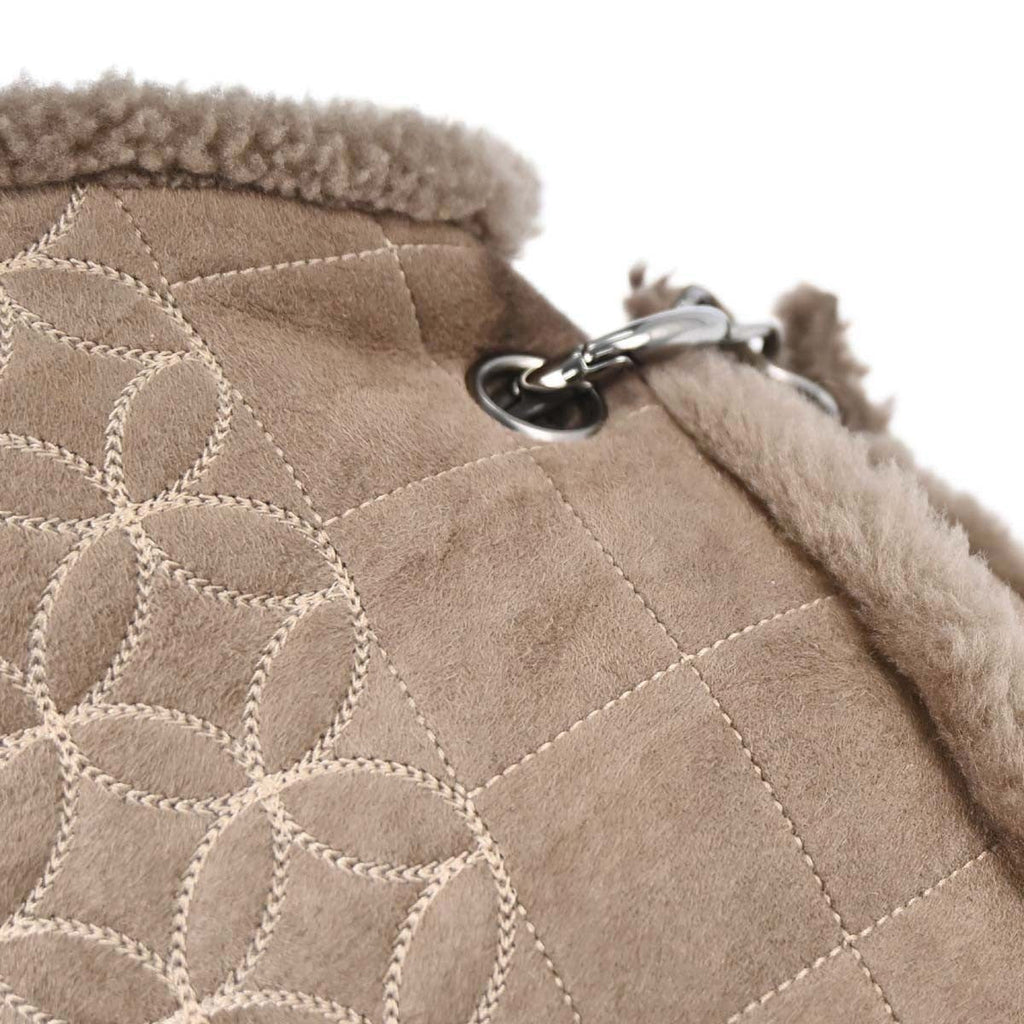 Chanel Vintage Embroidered Cc Chain Tote Quilted Suede And Shearling Brown Suede Tote Bag Bag