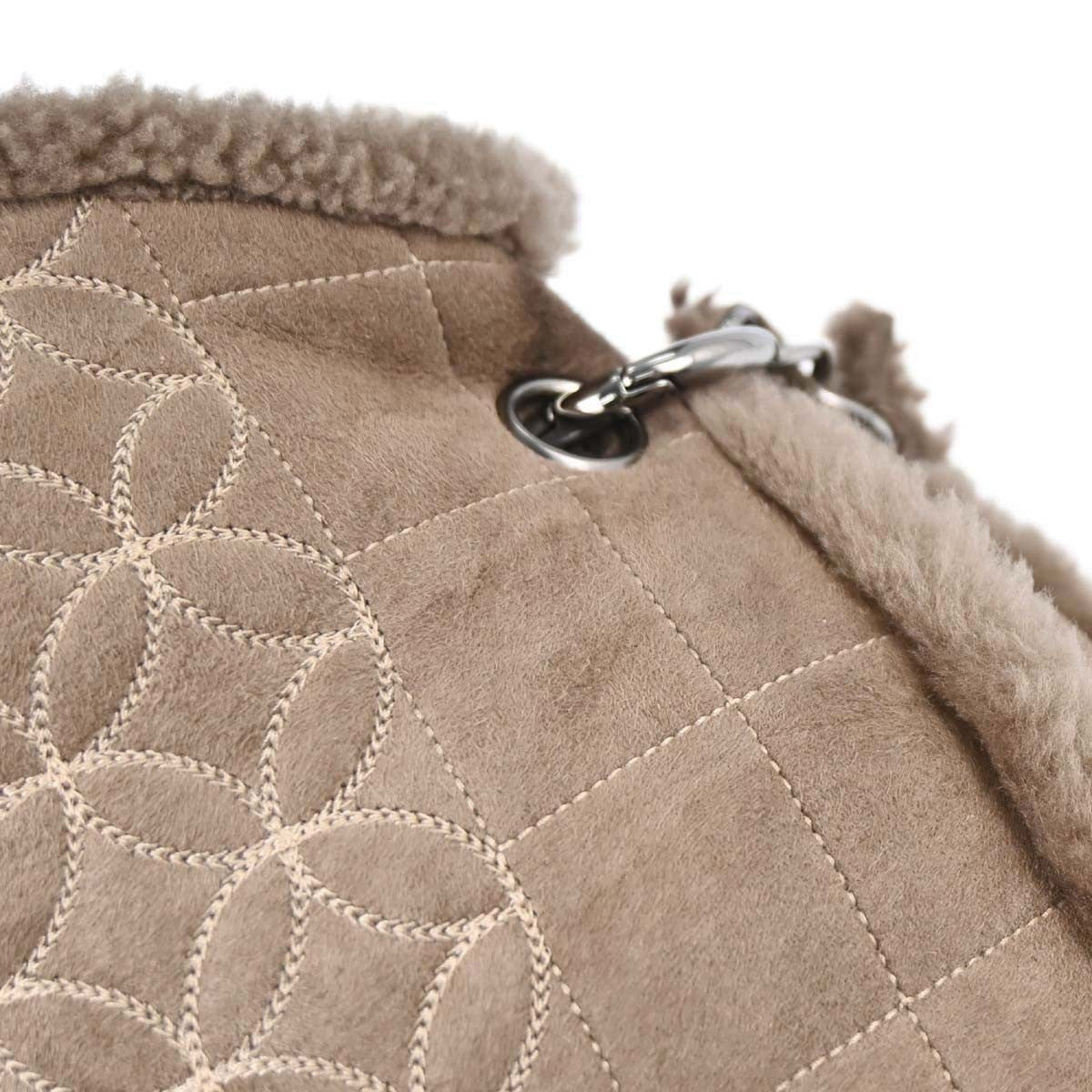 Chanel Vintage Embroidered Cc Chain Tote Quilted Suede And Shearling Brown Suede Tote Bag Bag