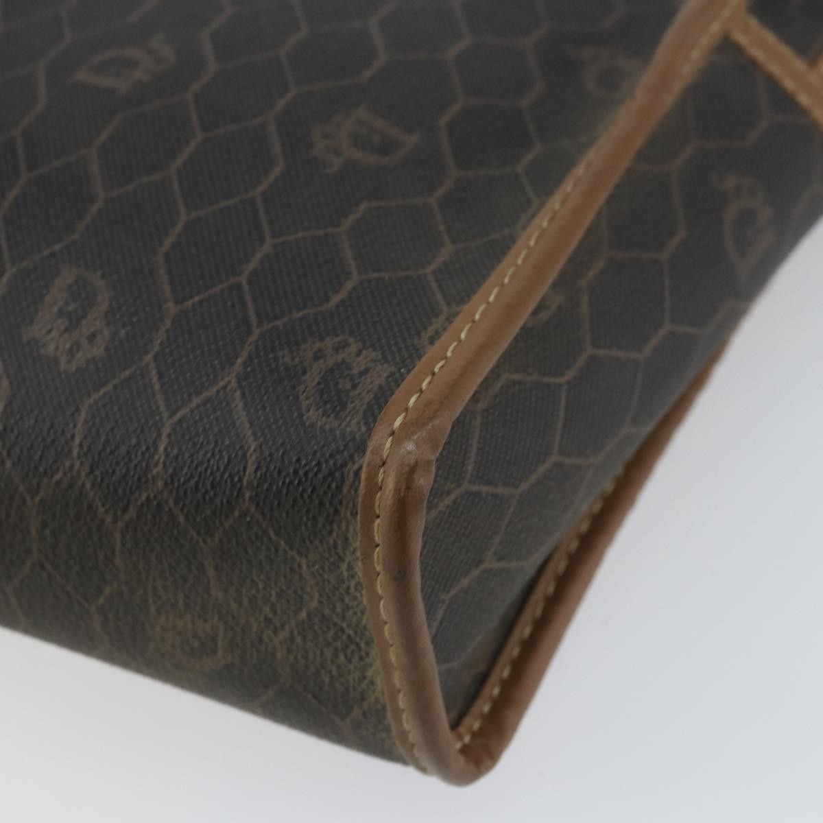 Christian Dior Vintage Honeycomb Zip Pouch Canvas And Leather Black Canvas Clutche & Pouche Bag (Pre-Owned)