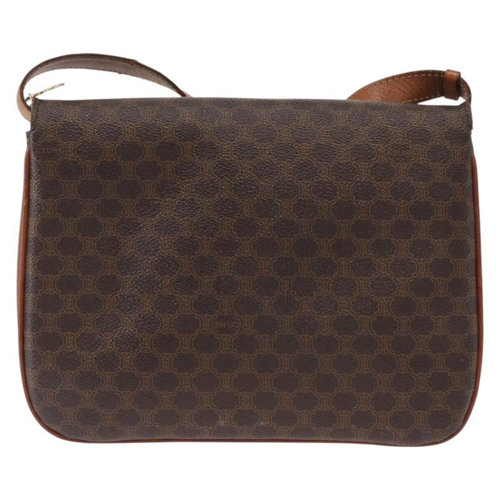Celine Vintage Macadam Shoulder Bag Canvas Brown Canvas Shoulder Bag Bag