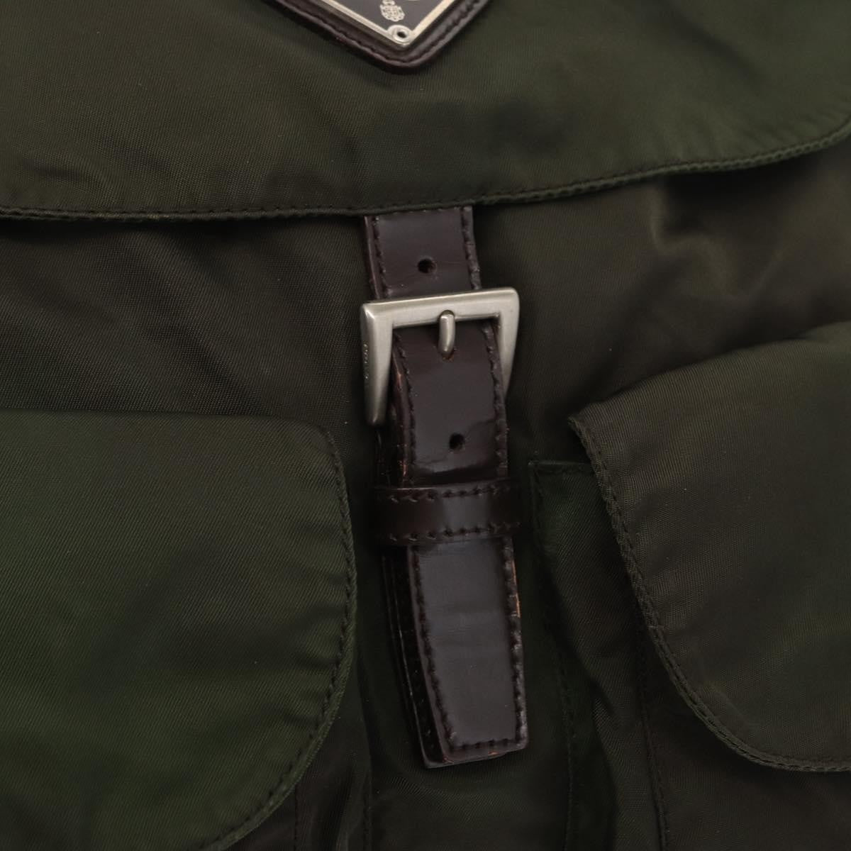 Prada Double Front Pocket Backpack Tessuto Khaki Nylon Backpack Bag