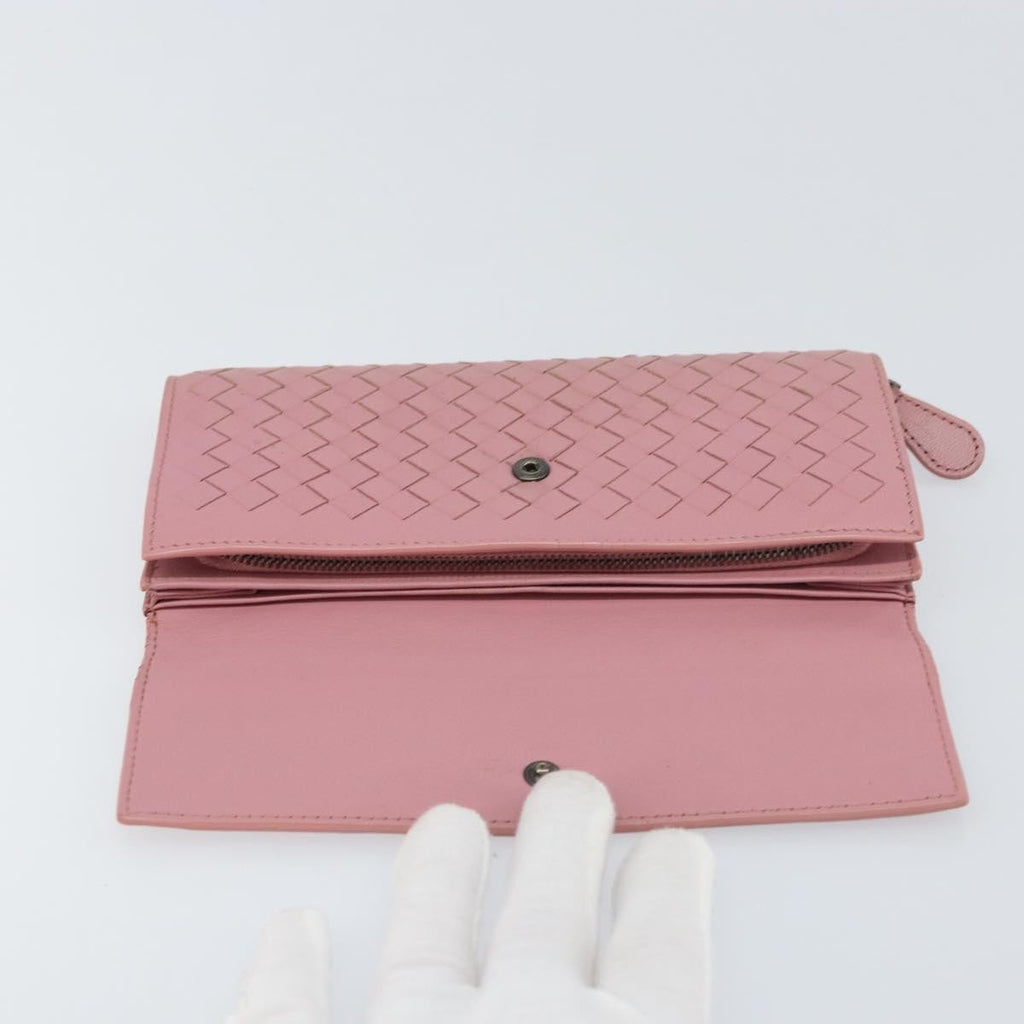 Bottega Veneta Intrecciato Long Zip  Wallet Leather Pink Leather Wallets Accessory