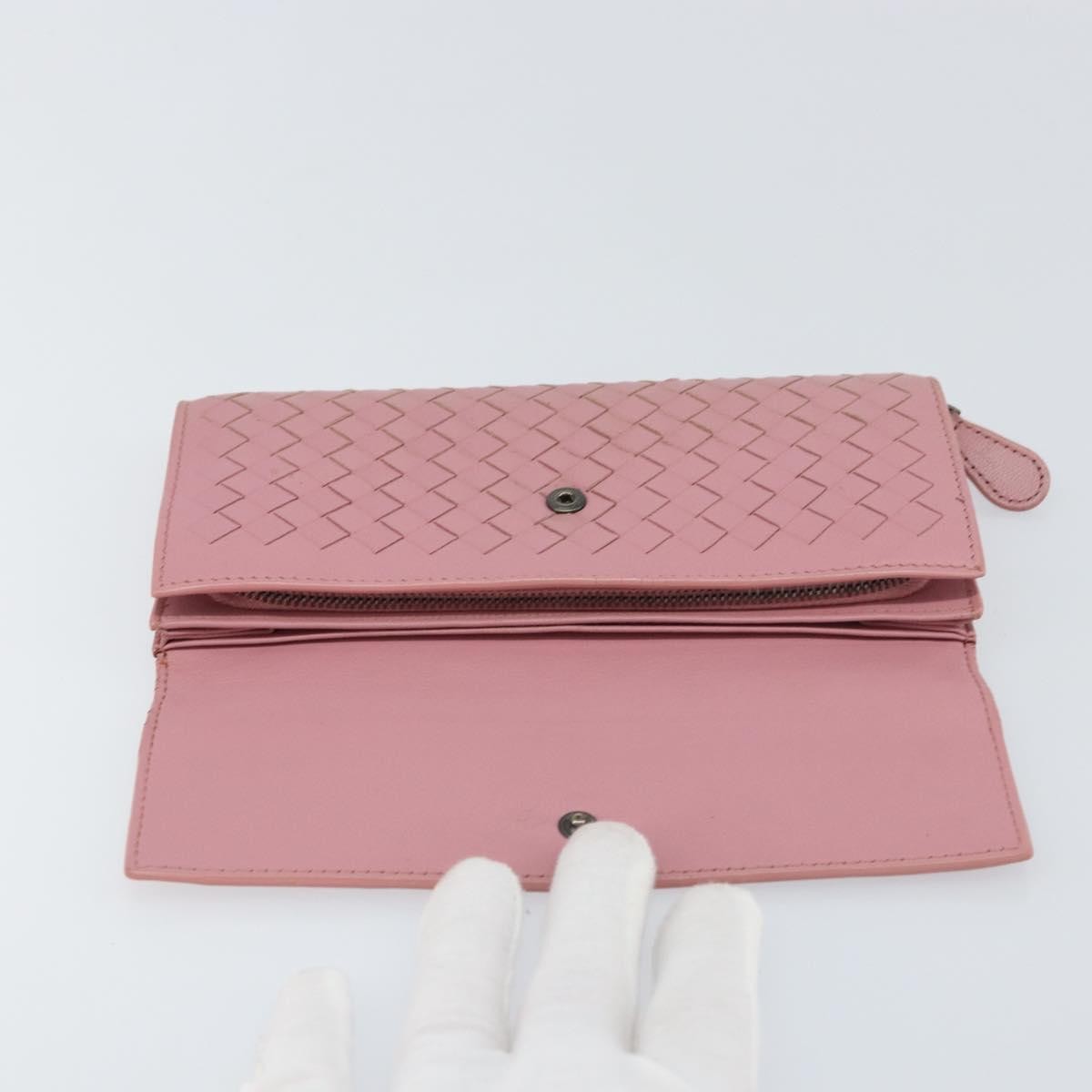 Bottega Veneta Intrecciato Long Zip  Wallet Leather Pink Leather Wallets Accessory