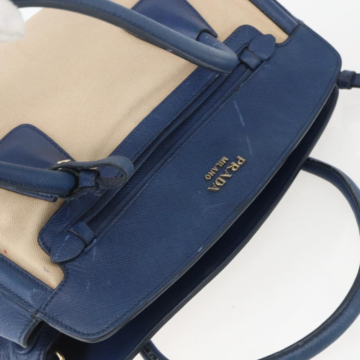 Prada Cuir Frame Convertible Tote Canvas And Saffiano Leather Beige Canvas Tote Bag Bag