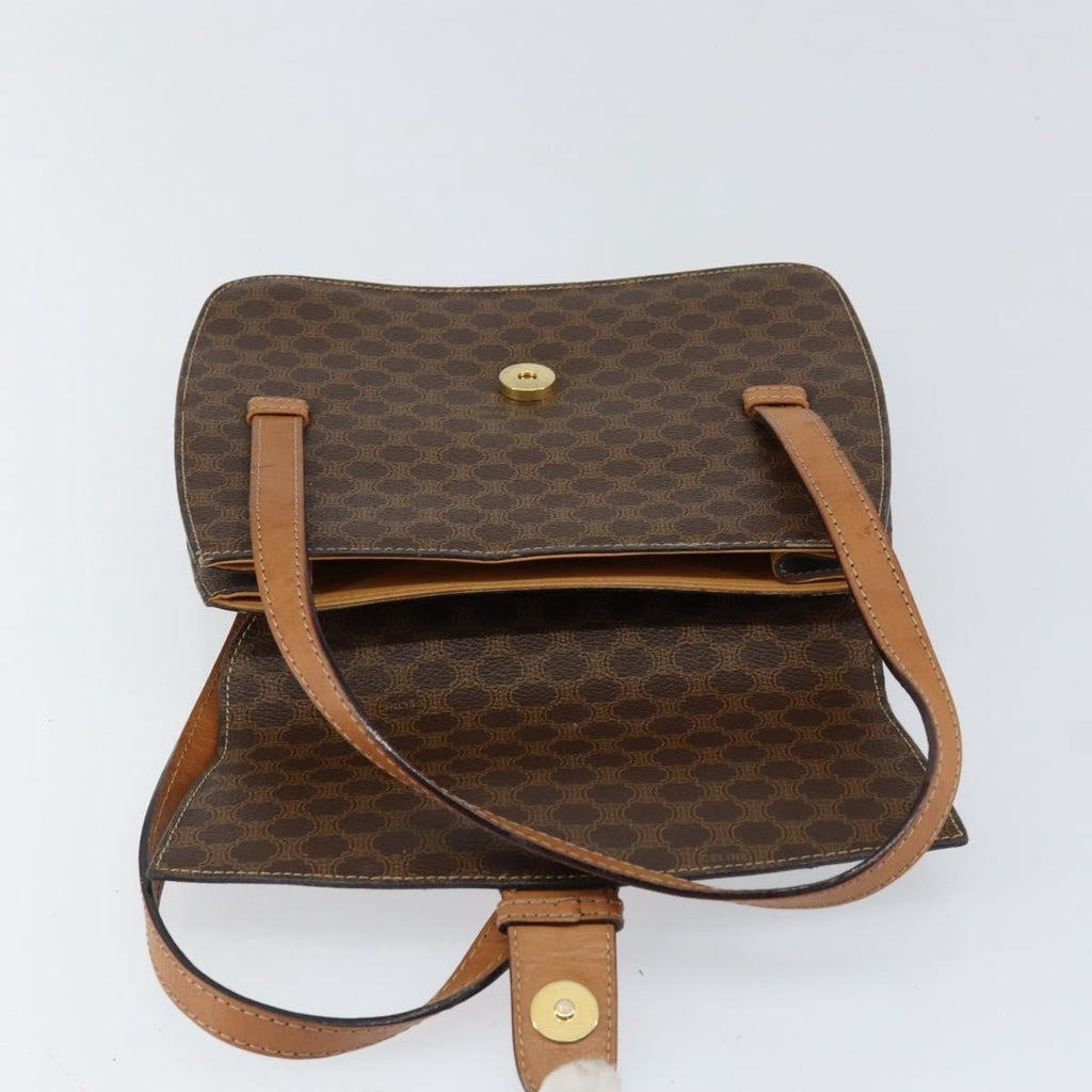 Celine Vintage Macadam Handbag Canvas And Leather Brown Canvas Handbag