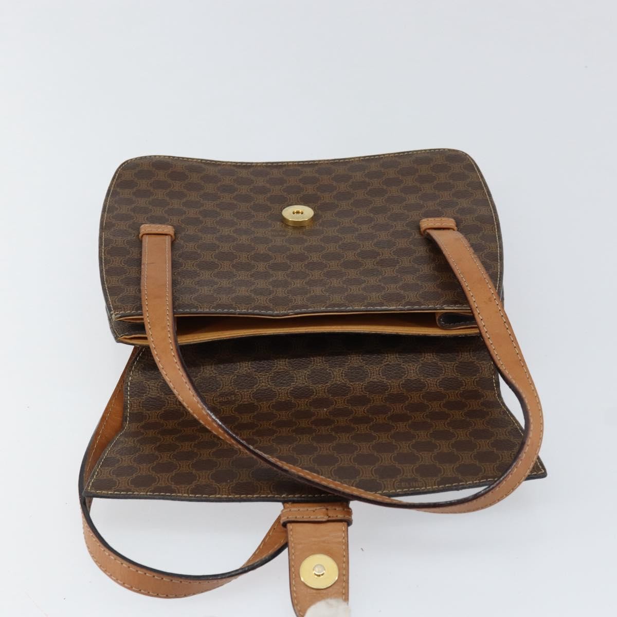Celine Vintage Macadam Handbag Canvas And Leather Brown Canvas Handbag