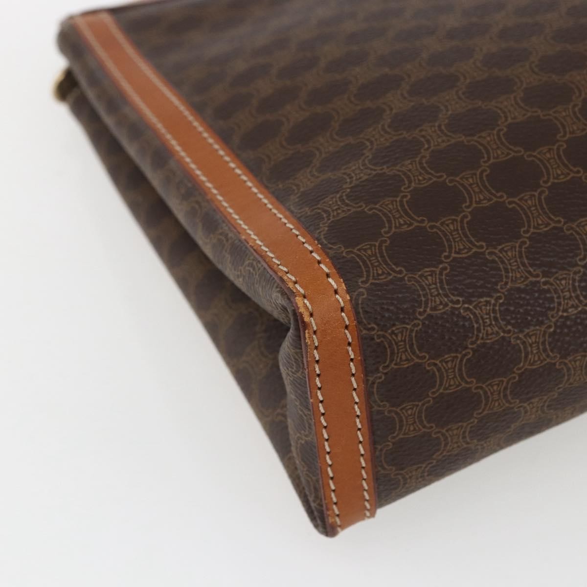 Celine Macadam Pochette Canvas Brown Pvc Clutche & Pouche Bag