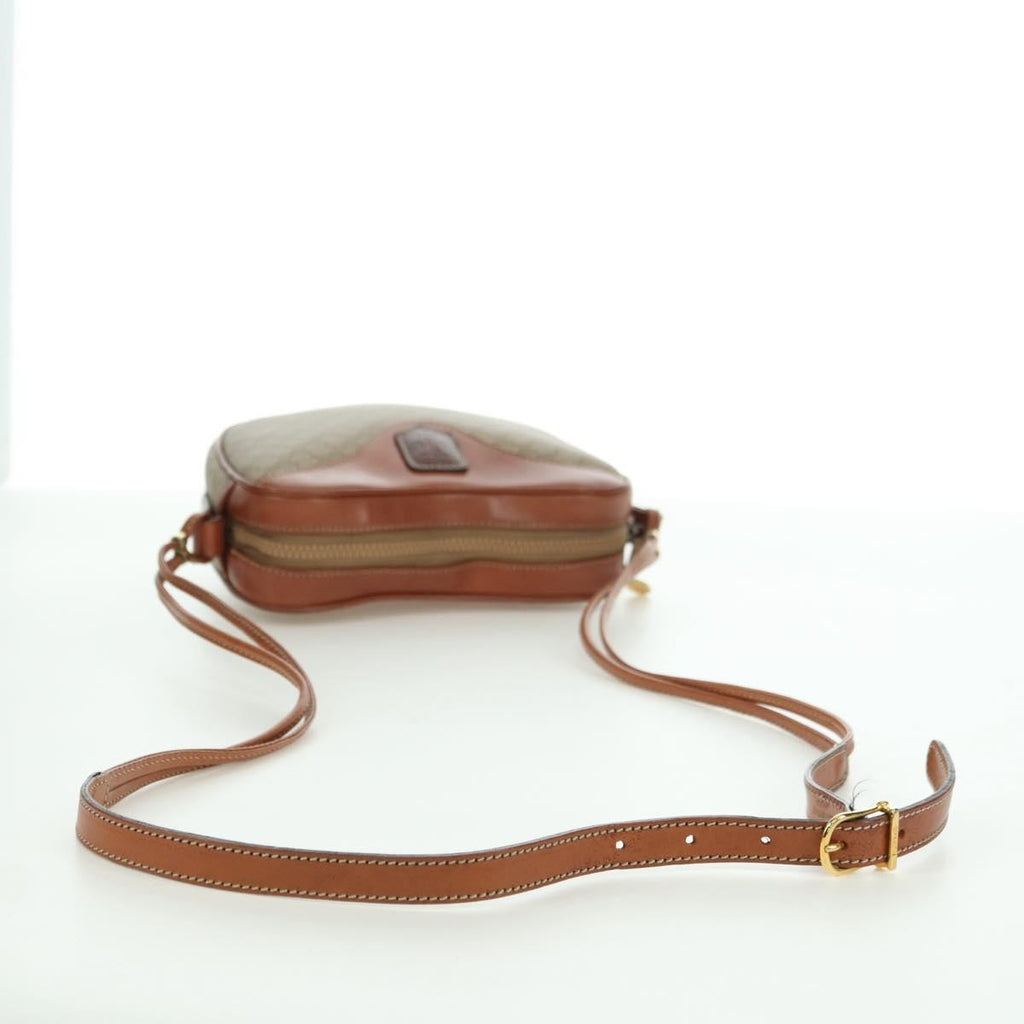 Celine Vintage Macadam Shoulder Bag Canvas And Leather Beige Canvas Shoulder Bag Bag