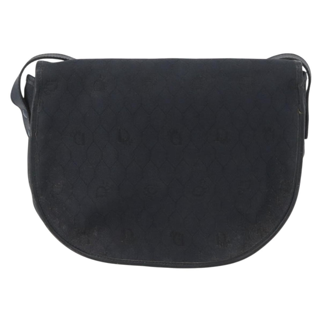 Christian Dior Vintage Honeycomb Flap Crossbody Bag Canvas And Leather Black Canvas Shoulder Bag Bag (Pre-Owned)