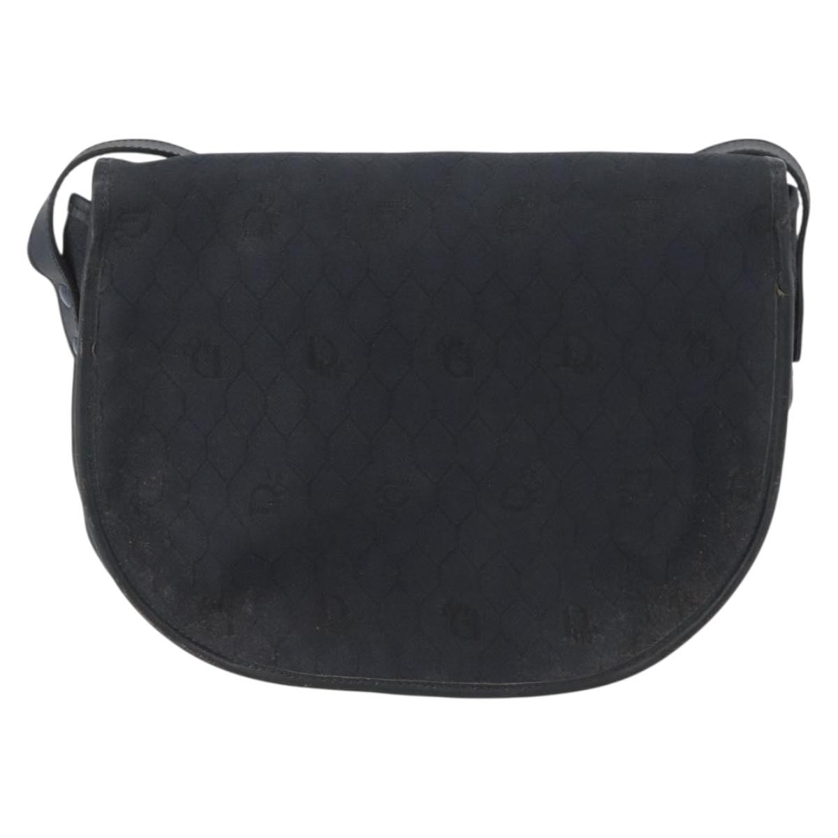 Christian Dior Vintage Honeycomb Flap Crossbody Bag Canvas And Leather Black Canvas Shoulder Bag Bag (Pre-Owned)