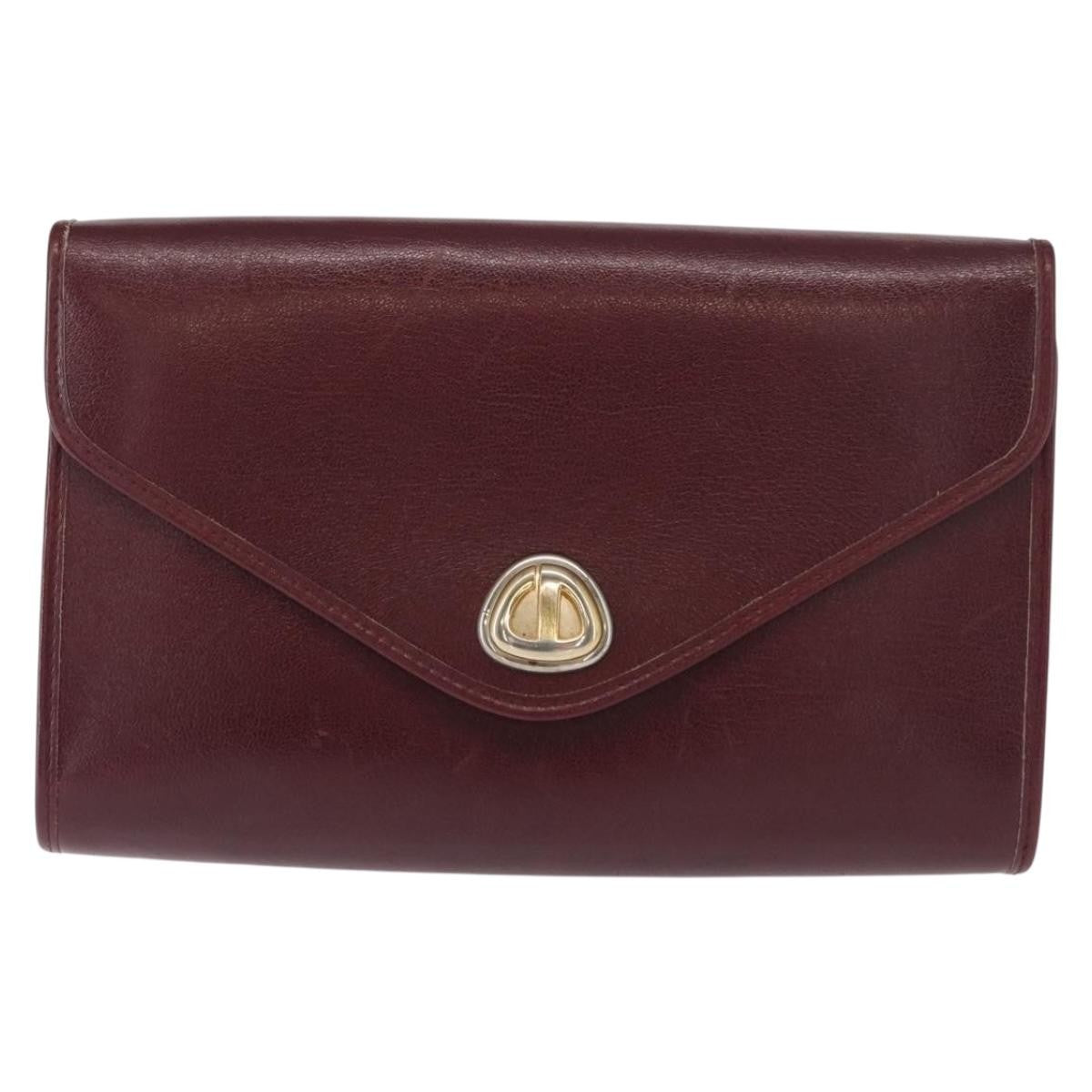 Christian Dior Vintage Chain Flap Shoulder Bag Leather Burgundy Leather Shoulder Bag Bag (Pre-Owned)