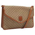Celine Vintage Macadam Shoulder Bag Canvas And Leather Beige Canvas Shoulder Bag Bag