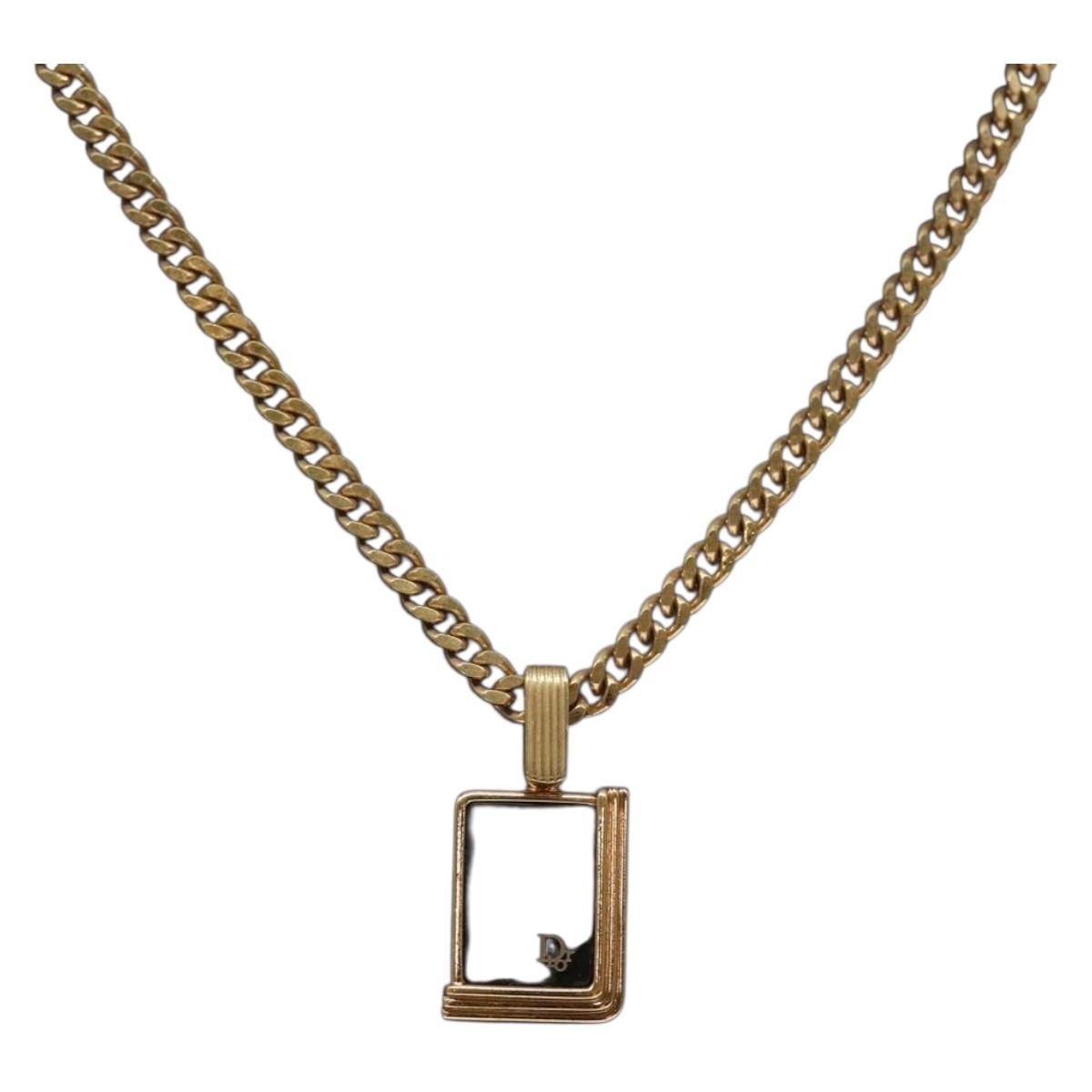 Christian Dior Cd Pendant Necklace Gold-Plated Gold Metal Jewelry (Pre-Owned)