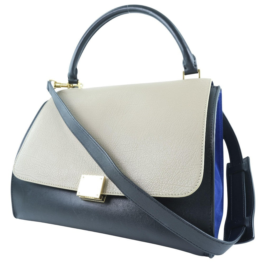 Celine Trapeze Bag Leather With Suede Black Leather Bag
