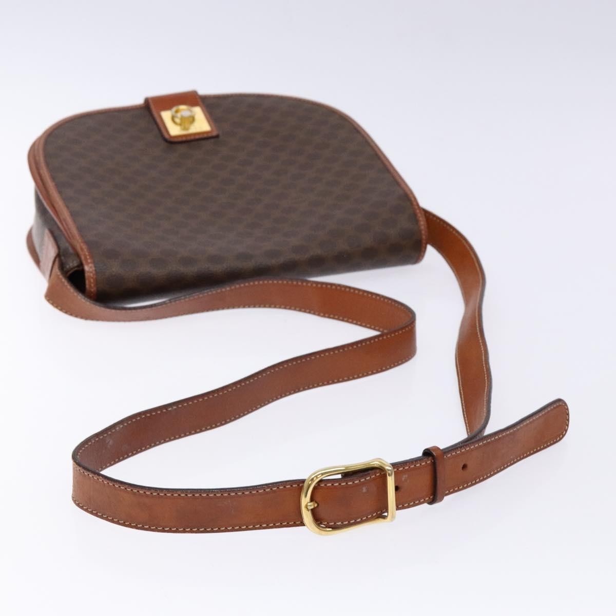 Celine Macadam Shoulder Bag Pvc Leather Brown Canvas Bag