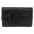 Chanel Vintage Cc Wallet On Chain Patent Black Patent_Leather Shoulder Bag Bag