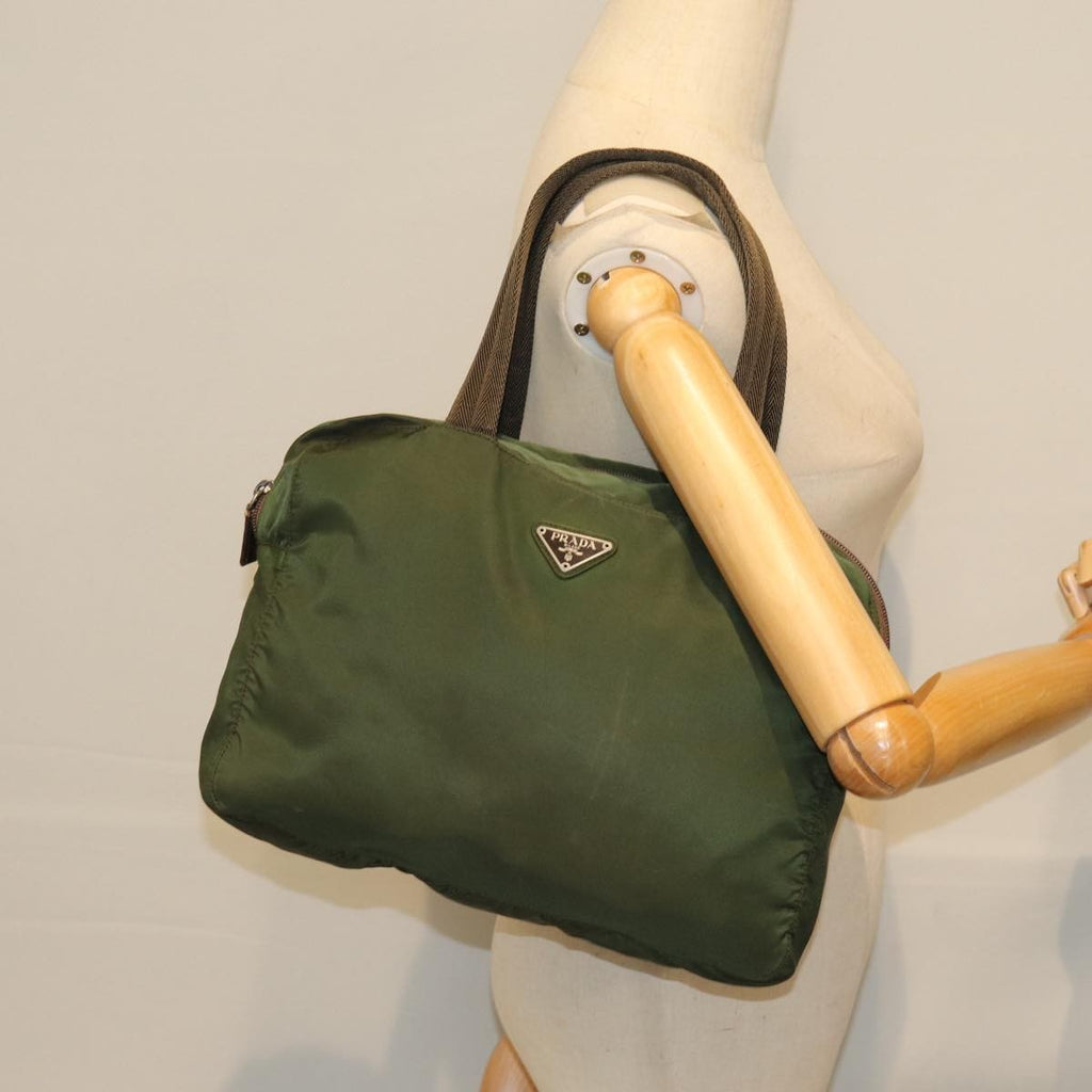 Prada Bowling Shoulder Bag Tessuto Khaki Nylon Handbag