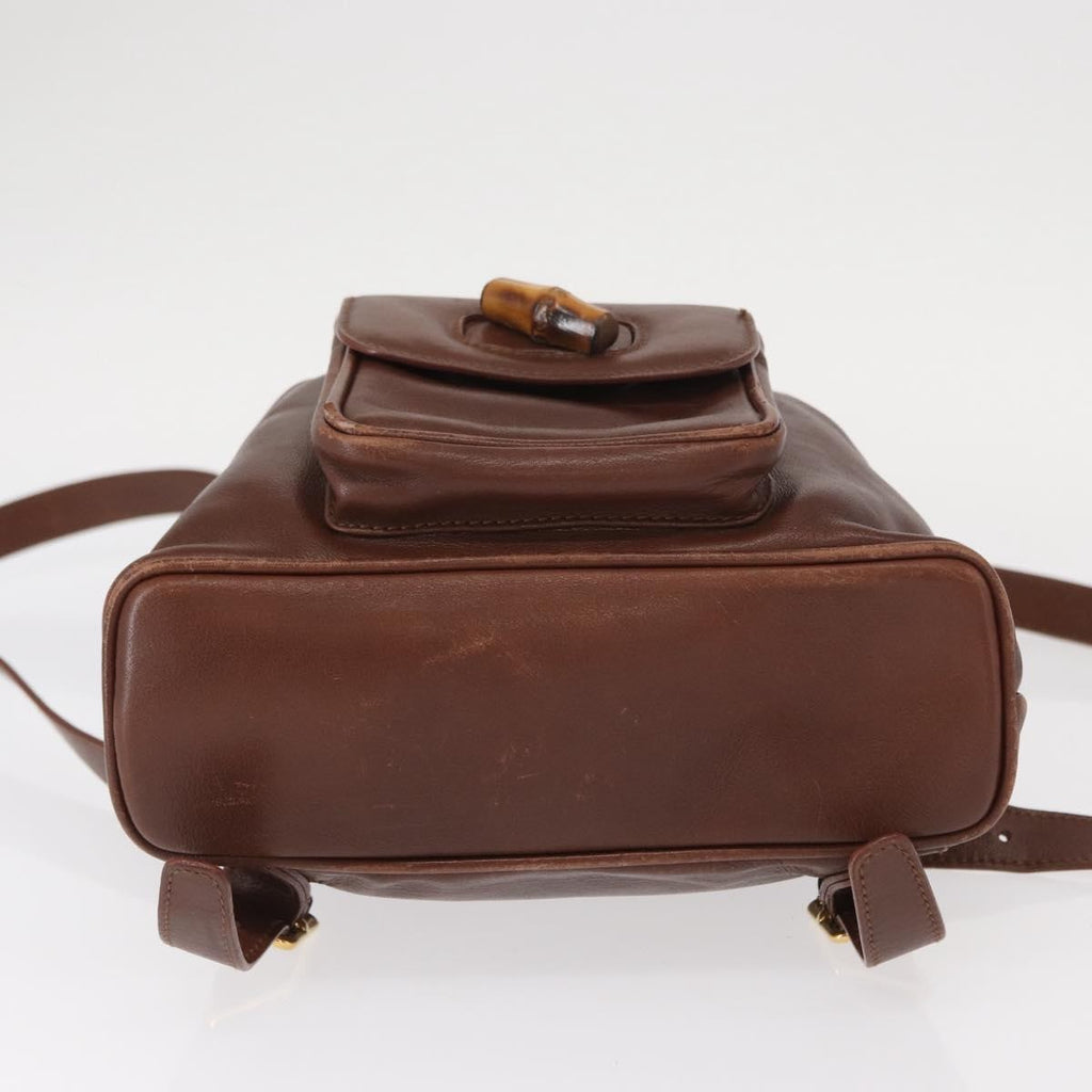 Gucci Vintage Bamboo Backpack Leather Brown Leather Backpack Bag (Pre-Owned)