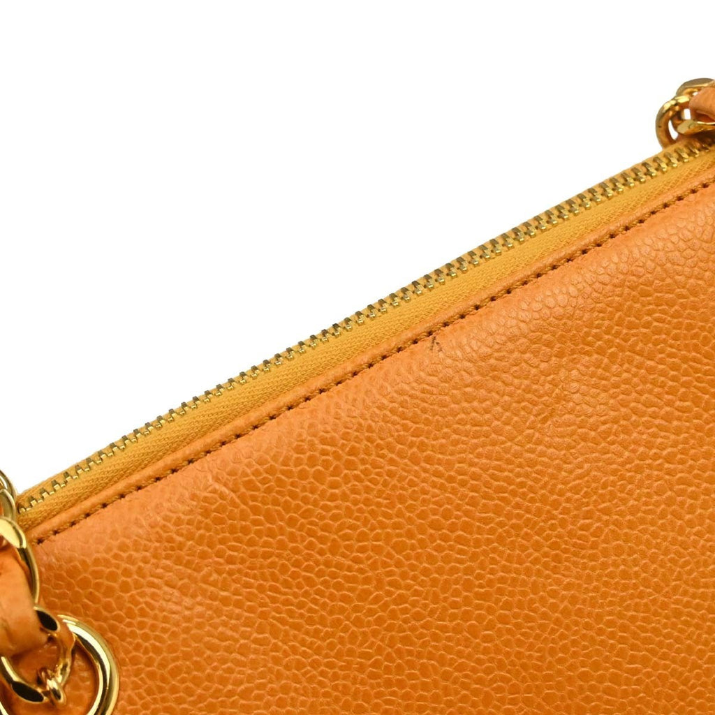 Chanel Vintage Front Pocket Shoulder Bag Leather Orange Leather Shoulder Bag Bag