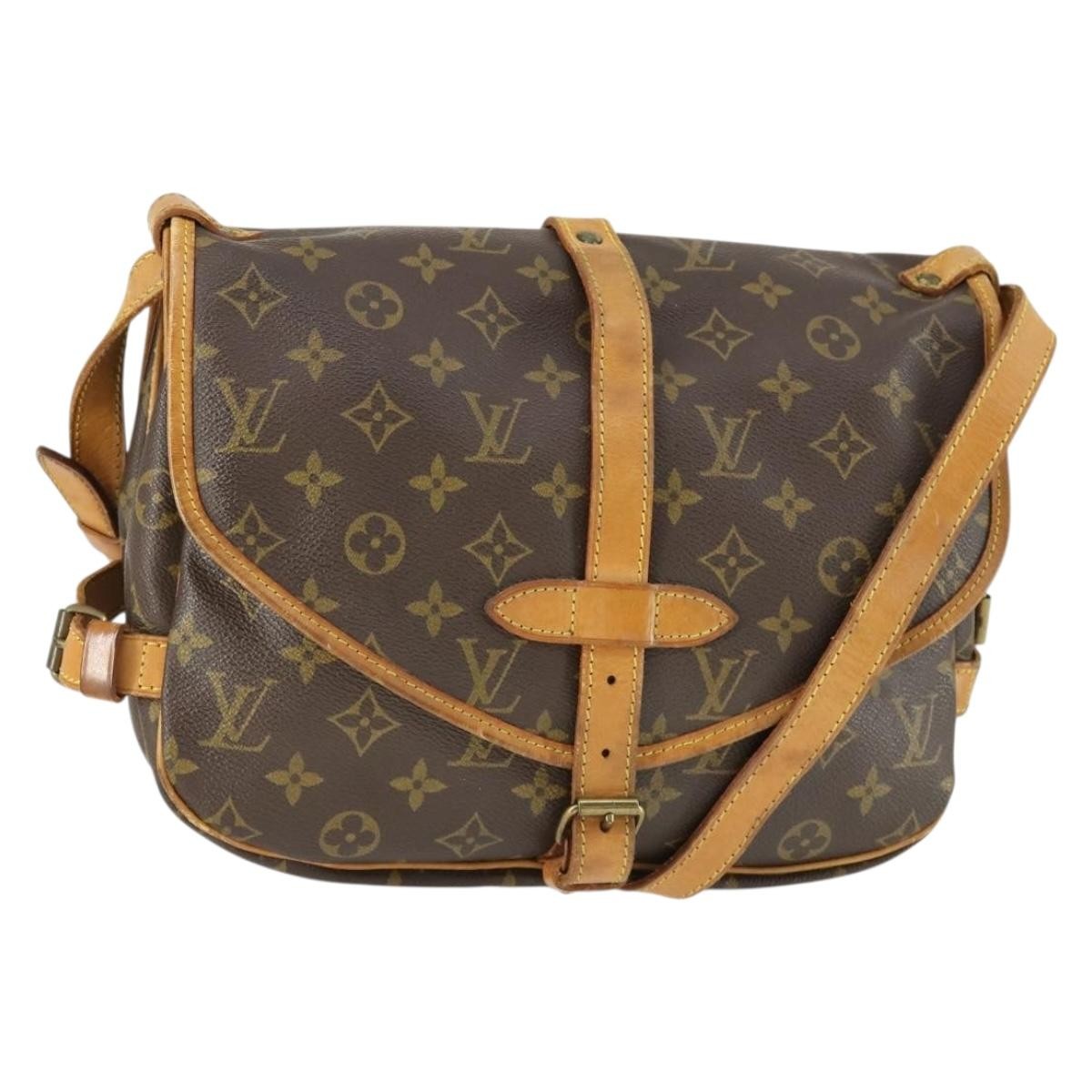 Louis Vuitton Saumur Handbag Monogram Canvas Brown Canvas Shoulder Bag
