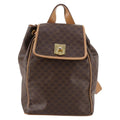 Celine Vintage Drawstring Flap Backpack Macadam Coated Canvas Brown Canvas Backpack Bag