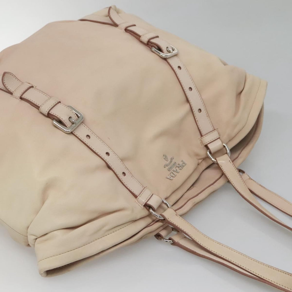 Prada Buckle Strap Shoulder Bag Leather Beige Leather Shoulder Bag Bag