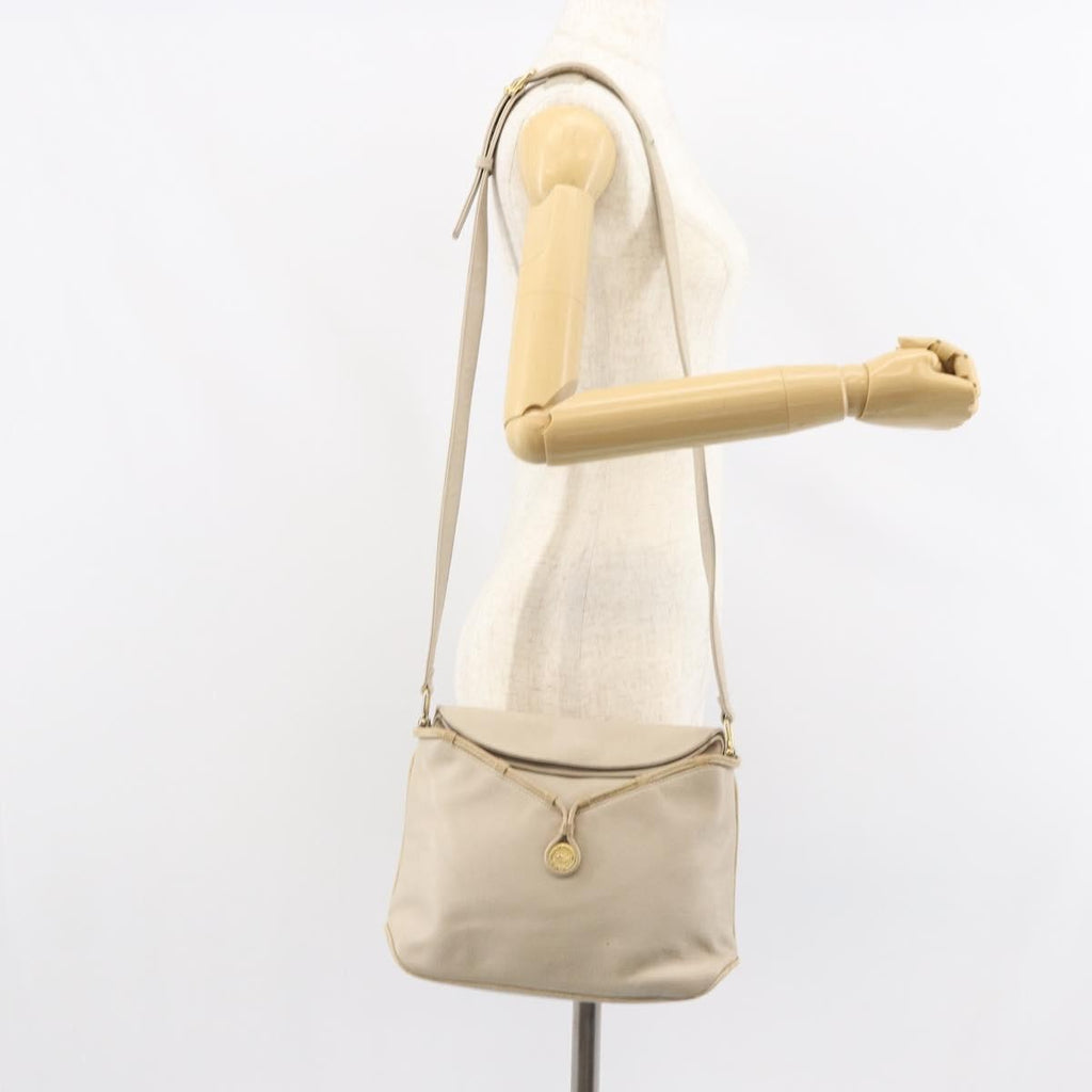 Celine Vintage Shoulder Bag Leather Beige Leather Shoulder Bag Bag
