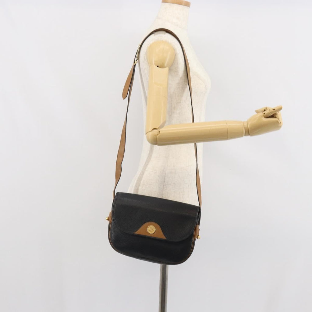 Christian Dior Vintage Shoulder Bag Leather Black Leather Shoulder Bag Bag (Pre-Owned)