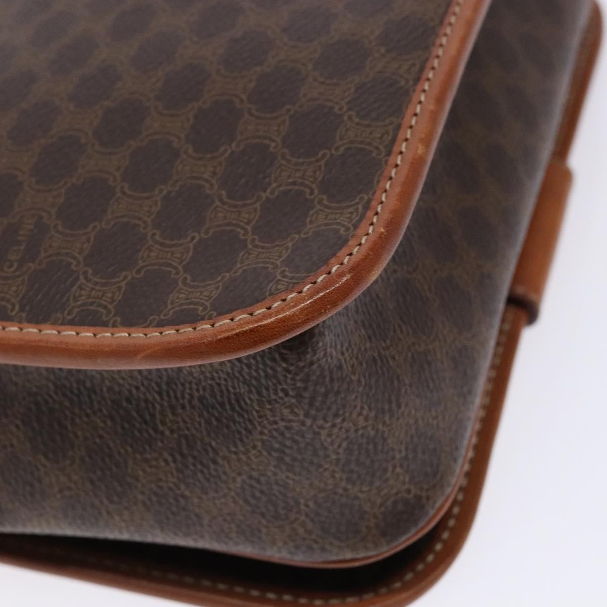 Celine Macadam Shoulder Bag Pvc Leather Brown Canvas Bag