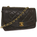 Chanel Vintage Diana Flap Bag Quilted Lambskin Black Leather Shoulder Bag Bag