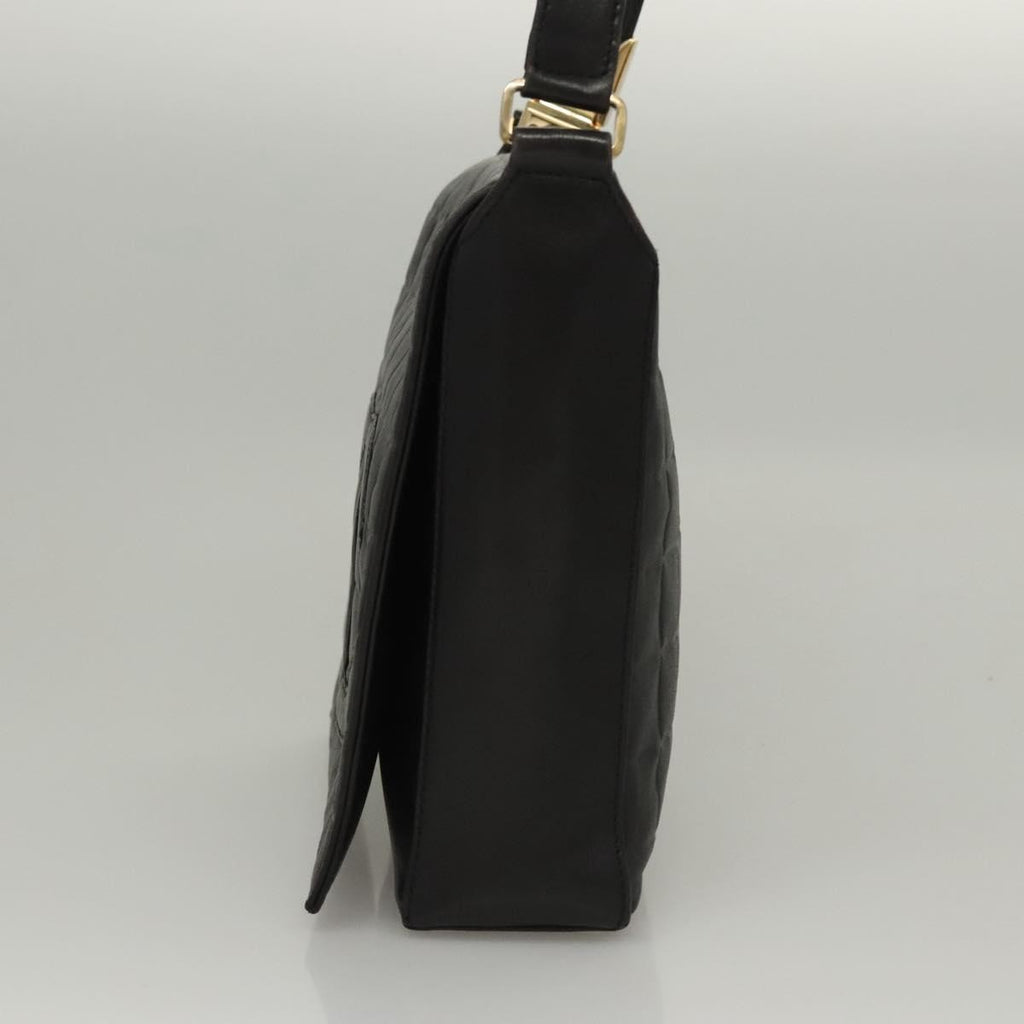 Chanel Chocolate Bar Cc Shoulder Bag Quilted Leather Black Leather Shoulder Bag Bag