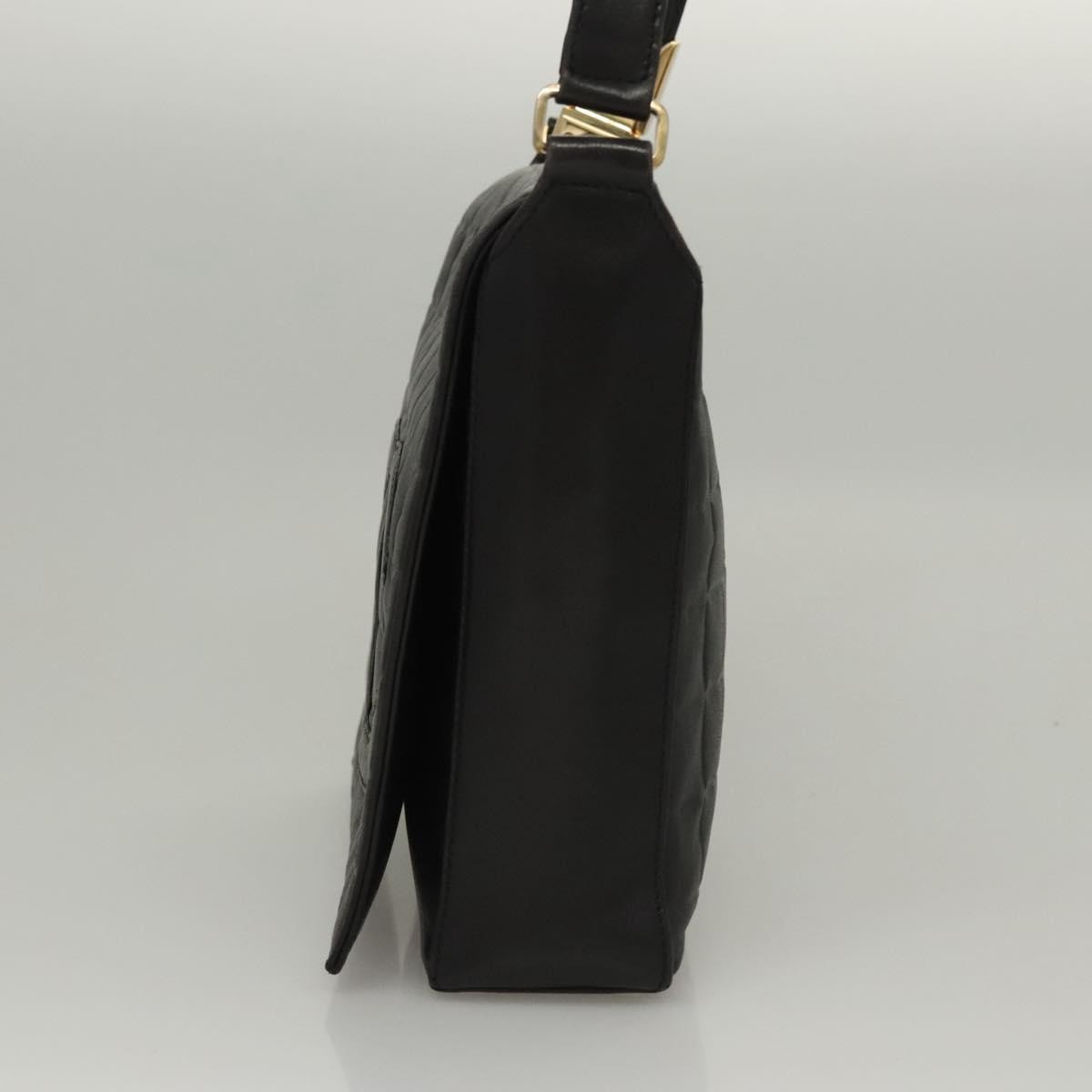 Chanel Chocolate Bar Cc Shoulder Bag Quilted Leather Black Leather Shoulder Bag Bag