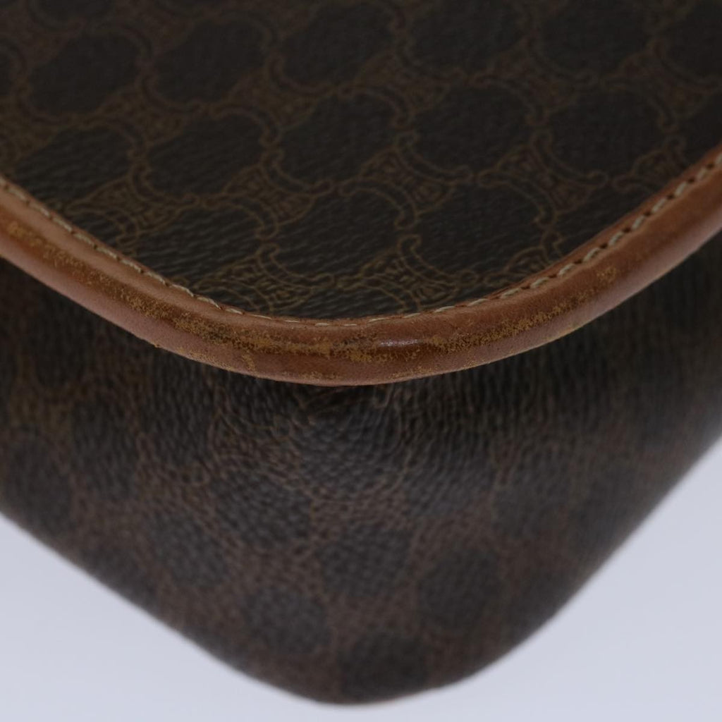 Celine Circle Logo Shoulder Bag Canvas Brown Pvc Shoulder Bag Bag