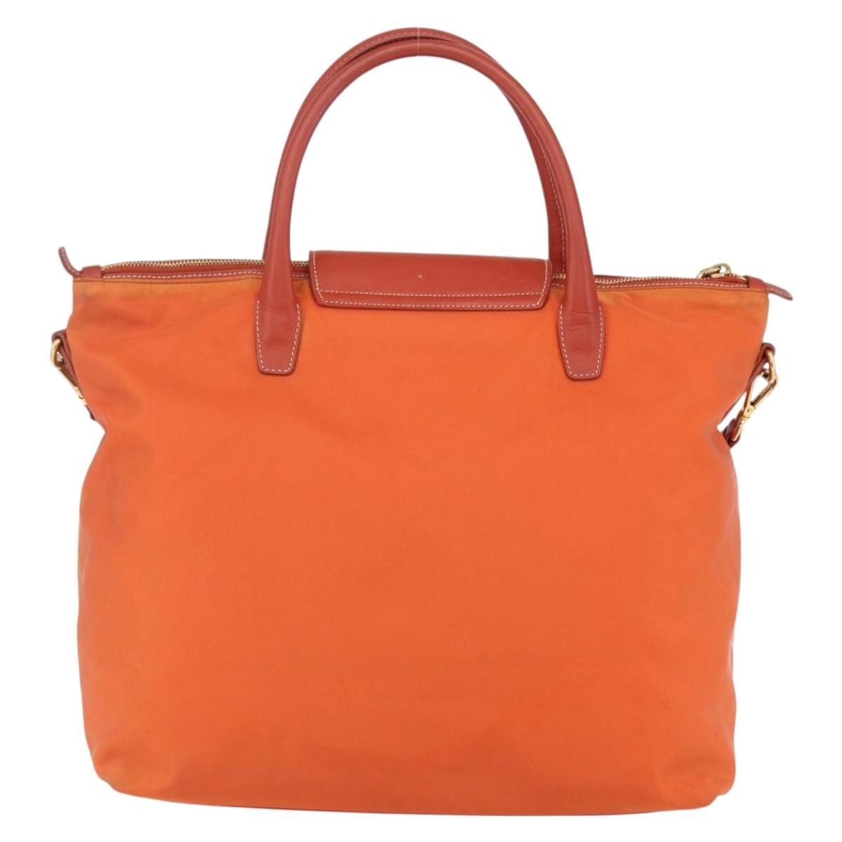 Prada Convertible Flap Tote Tessuto And Saffiano Leather Orange Nylon Tote Bag Bag