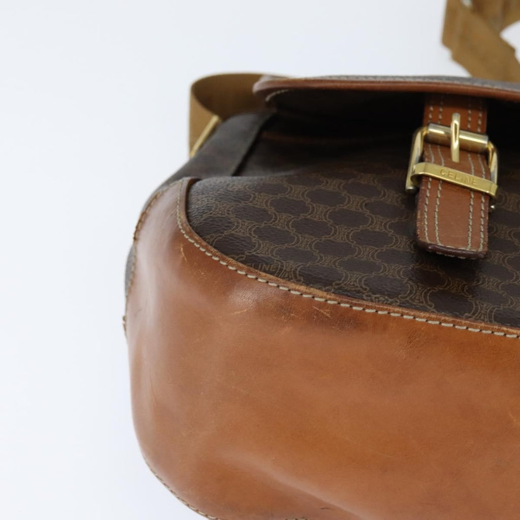 Celine Vintage Macadam Shoulder Bag Canvas And Leather Brown Canvas Shoulder Bag Bag